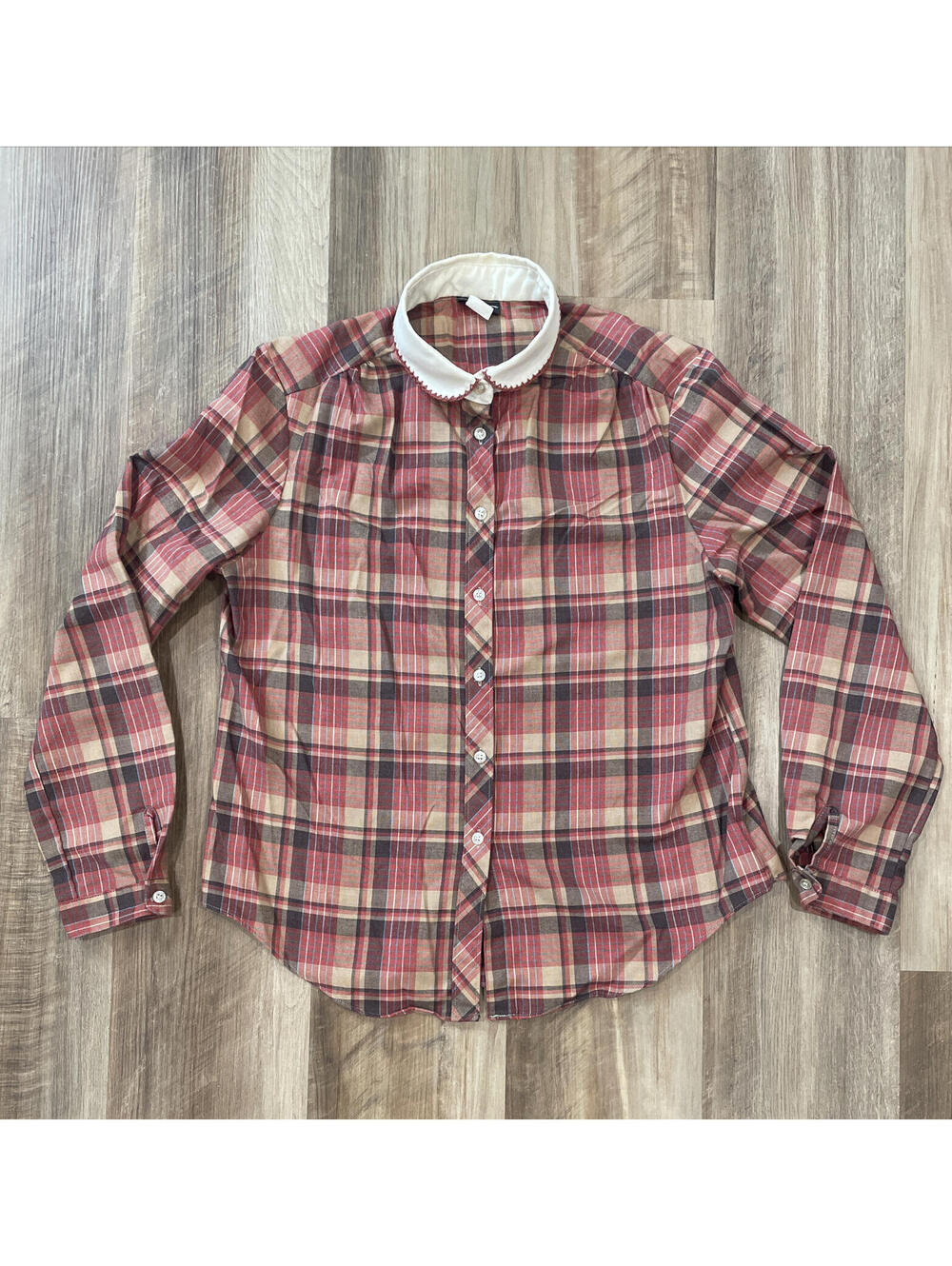 Vintage 70s 80s Red Plaid Button Up Shirt Sz 11 Autumn Cozy | Cottagecore